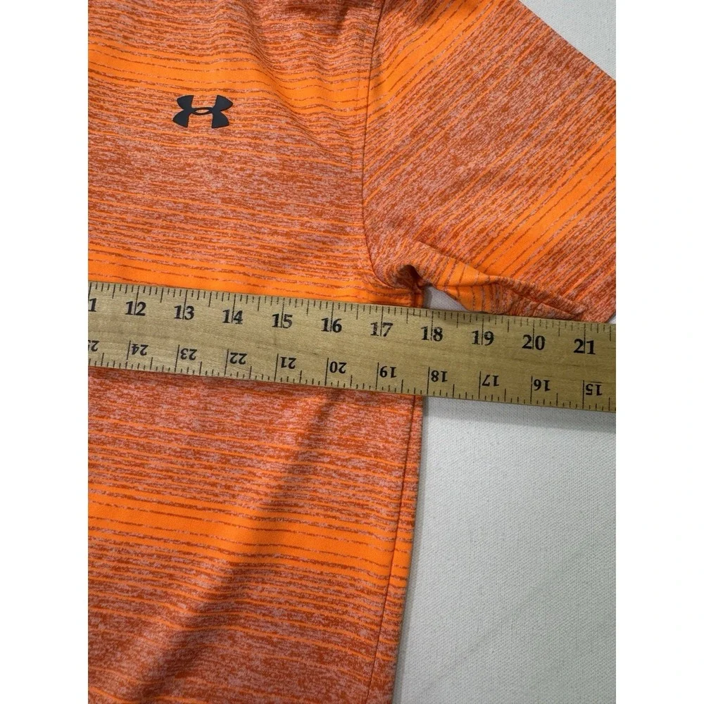 Under Armour The Playoff Polo Shirt Mens Small Orange Striped Loose Golf 1350210
